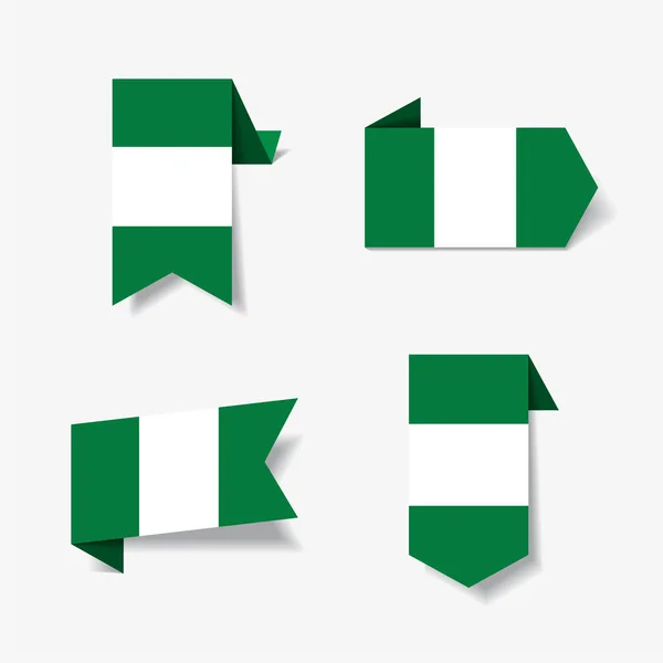 Autocollants et étiquettes du drapeau nigérian. Illustration vectorielle . — Image vectorielle