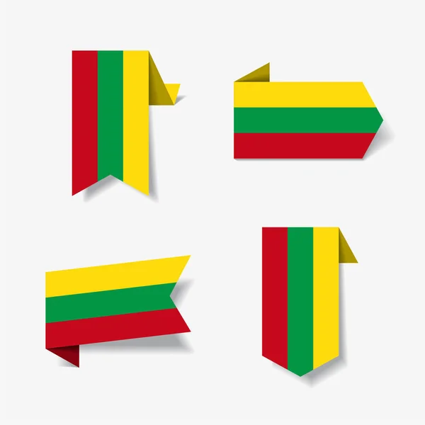 Lithuanian flag stickers and labels. Vector illustration. — Stock Vector