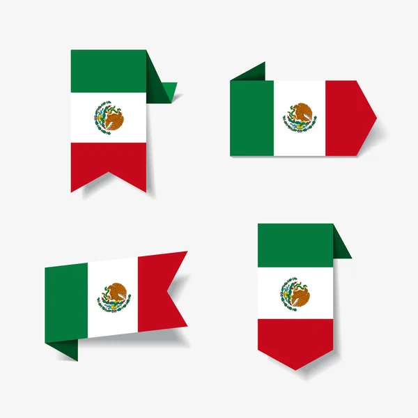 Мексиканським прапором наклейки і наклейки. Векторні ілюстрації. — стоковий вектор