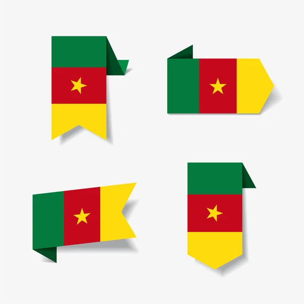 Cameroon flag stickers and labels. Vector illustration. — Stock Vector
