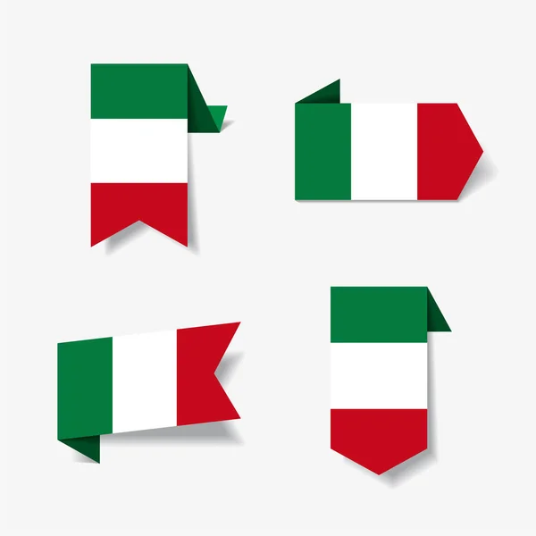 Pegatinas y etiquetas de bandera italiana. Ilustración vectorial . — Vector de stock
