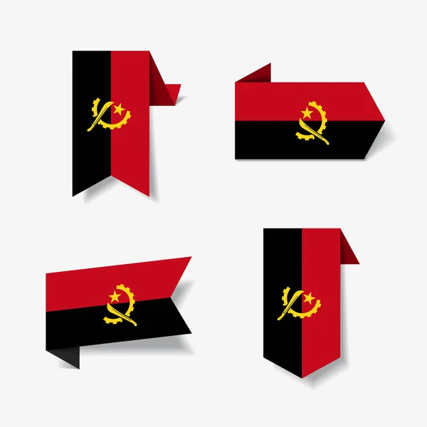 Bandiera angolana adesivi ed etichette. Illustrazione vettoriale . — Vettoriale Stock