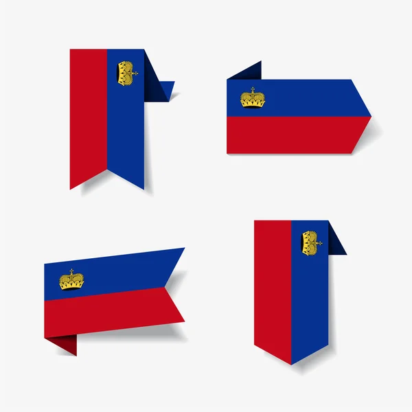 Liechtenstein bandiera adesivi ed etichette. Illustrazione vettoriale . — Vettoriale Stock