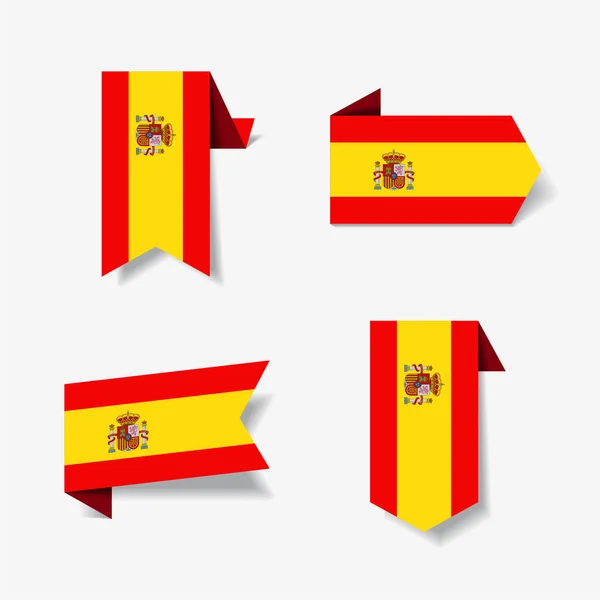 Pegatinas y etiquetas de bandera española. Ilustración vectorial . — Vector de stock