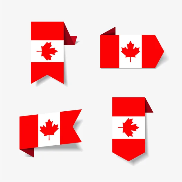 Bandeira canadense adesivos e etiquetas. Ilustração vetorial . — Vetor de Stock