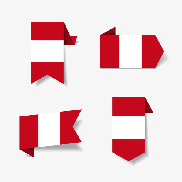 Pegatinas y etiquetas de bandera peruana. Ilustración vectorial . — Vector de stock