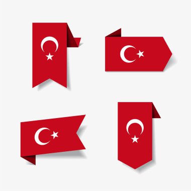 Türk bayrağı etiketleri ve Etiketler. Vektör çizim.