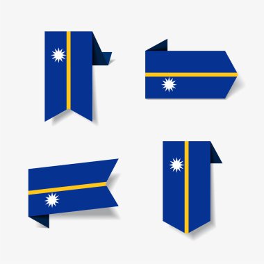 Nauru bayrağı etiketleri ve Etiketler. Vektör çizim.