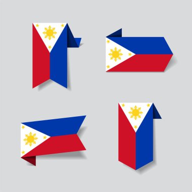 Filipinler bayrağı etiketleri ve Etiketler. Vektör çizim.