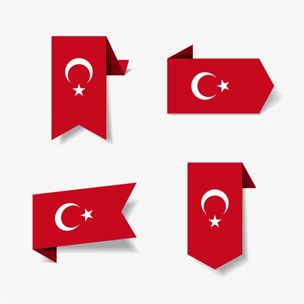 Turkse vlag stickers en labels. Vectorillustratie. — Stockvector