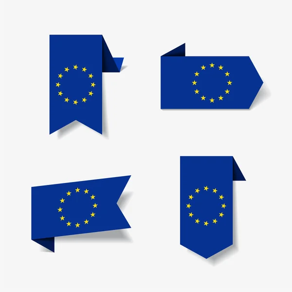 European Union flag stickers and labels. Vector illustration. — Stock Vector