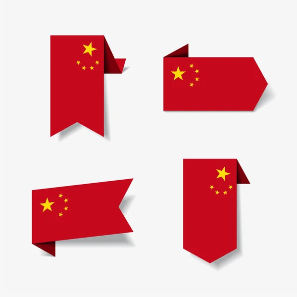 Chinese flag stickers and labels. Vector illustration. — Stock Vector