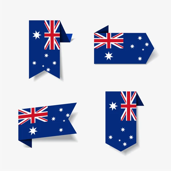 Pegatinas y etiquetas de bandera australiana. Ilustración vectorial . — Archivo Imágenes Vectoriales