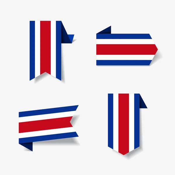 Costa Ricaanse vlag stickers en labels. Vectorillustratie. — Stockvector