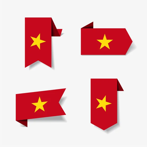 Vietnamees vlag stickers en labels. Vectorillustratie. — Stockvector