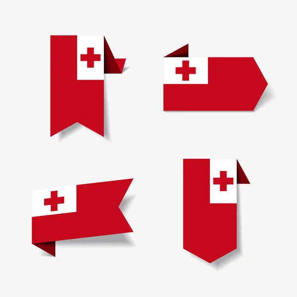 Tonga flag stickers and labels. Vector illustration. — Stock Vector