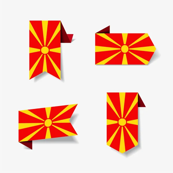 Makedonská vlajka nálepky a štítky. Vektorové ilustrace. — Stockový vektor