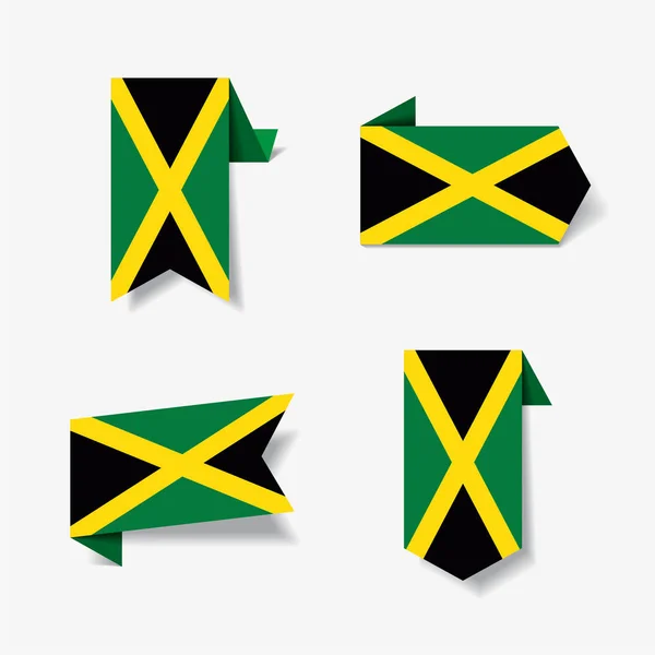 Etiquetas e etiquetas de bandeira jamaicana. Ilustração vetorial . — Vetor de Stock