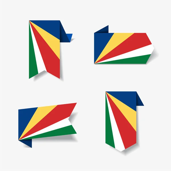 Seychellen vlag stickers en labels. Vectorillustratie. — Stockvector