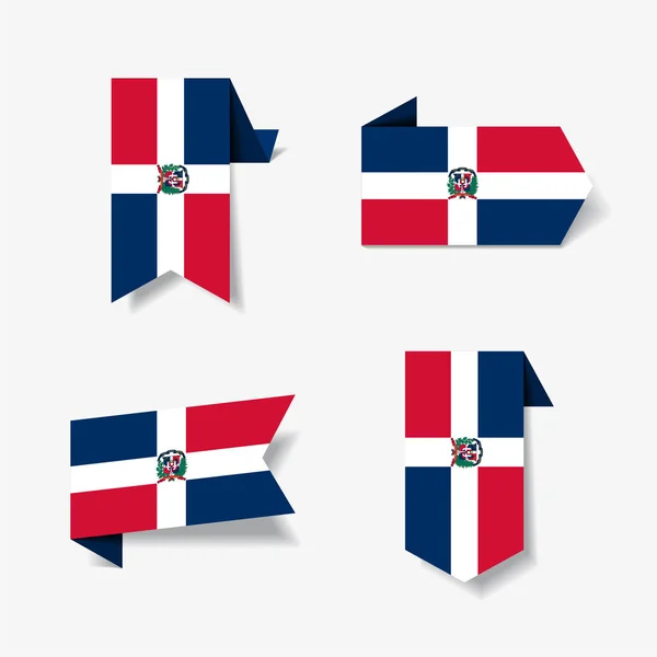 Dominikánská republika vlajka nálepky a štítky. Vektorové ilustrace. — Stockový vektor