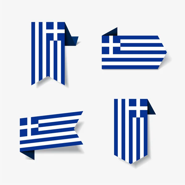 Ελληνική σημαία αυτοκόλλητα και ετικέτες. Εικονογράφηση διάνυσμα. — Διανυσματικό Αρχείο