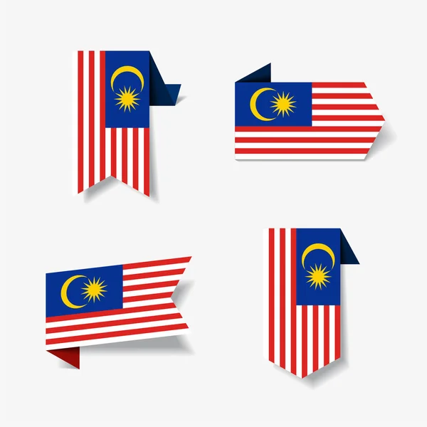 Malaysian flag stickers and labels. Vector illustration. — Stock Vector