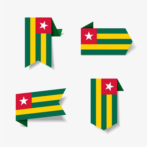 Stickers drapeau togolais et étiquettes. Illustration vectorielle . — Image vectorielle