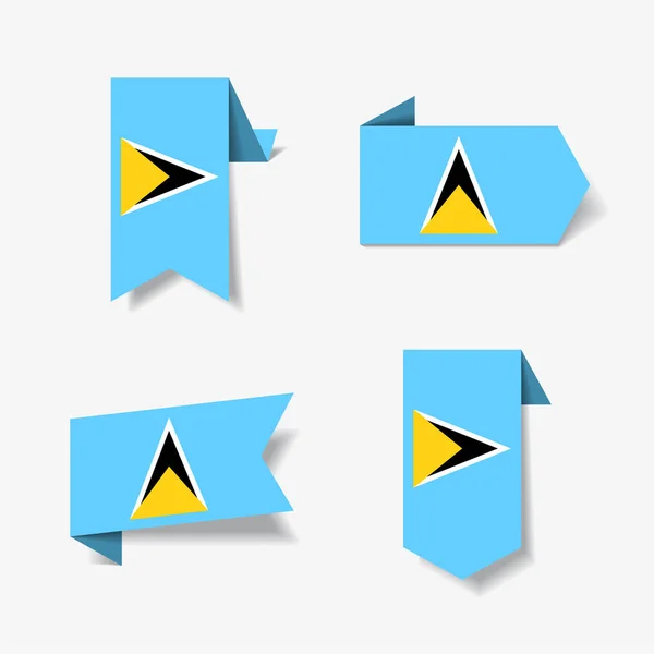 Stickers drapeau Sainte-Lucie et étiquettes. Illustration vectorielle . — Image vectorielle