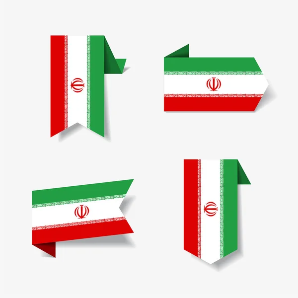 Irans flagga stickers och etiketter. Vektorillustration. — Stock vektor