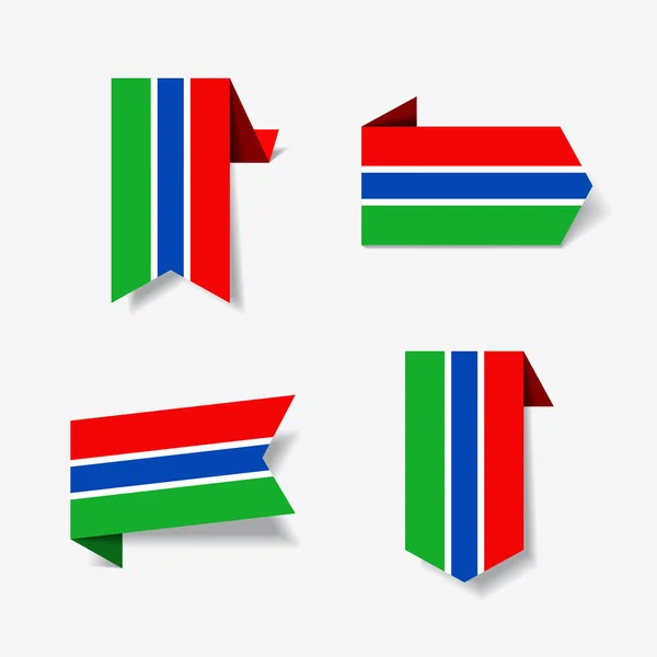 Bandeira gambiana adesivos e rótulos. Ilustração vetorial . —  Vetores de Stock
