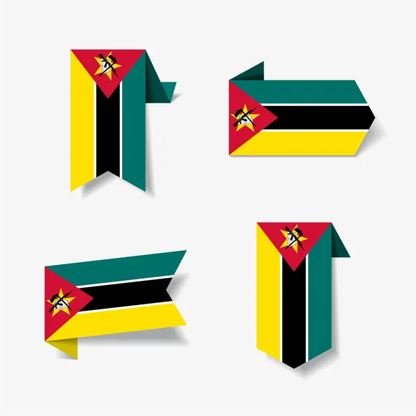 Mozambique flag stickers and labels. Vector illustration. — Stock Vector