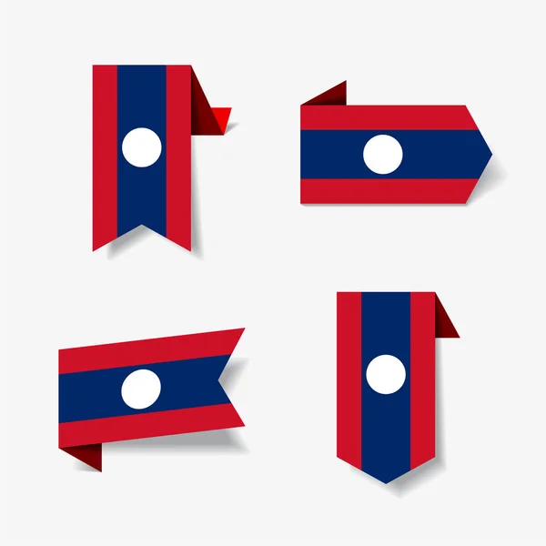 Laotiaanse vlag stickers en labels. Vectorillustratie. — Stockvector