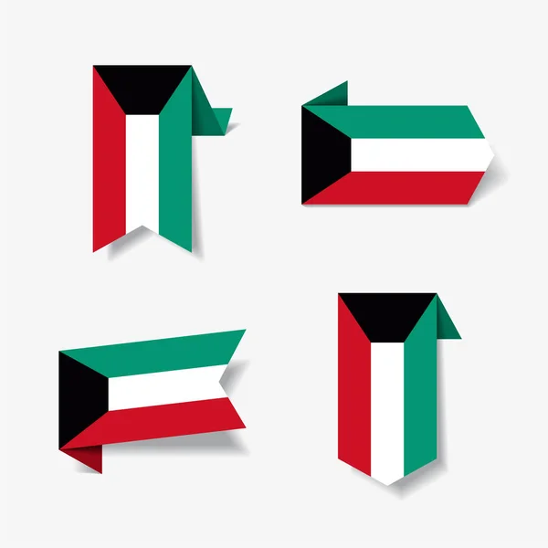 クウェートの国旗ステッカーとラベル。ベクトル図. — ストックベクタ