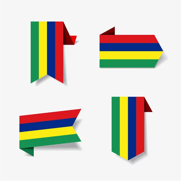 Mauritius flag stickers and labels. Vector illustration. — Stock Vector