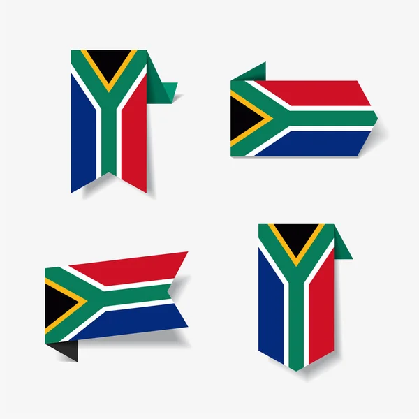 Adesivi bandiera sudafricana ed etichette. Illustrazione vettoriale . — Vettoriale Stock