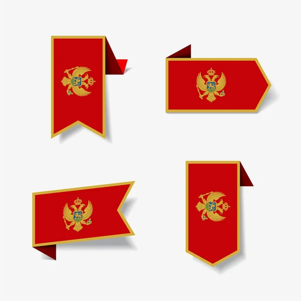 Наклейки и ярлыки с флагом Черногории. Векторная иллюстрация . — стоковый вектор