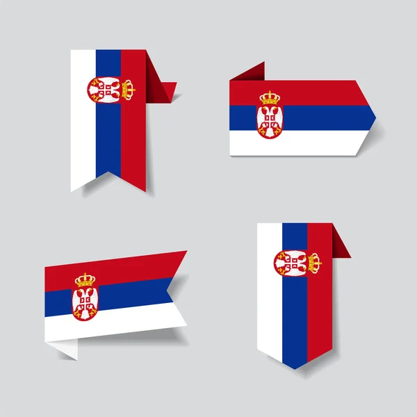 Pegatinas y etiquetas de bandera serbia. Ilustración vectorial . — Archivo Imágenes Vectoriales