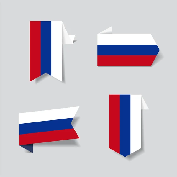 Adesivi bandiera russa ed etichette. Illustrazione vettoriale . — Vettoriale Stock