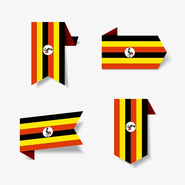 Autocollants et étiquettes du drapeau ougandais. Illustration vectorielle . — Image vectorielle
