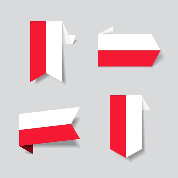 Poolse vlag stickers en labels. Vectorillustratie. — Stockvector