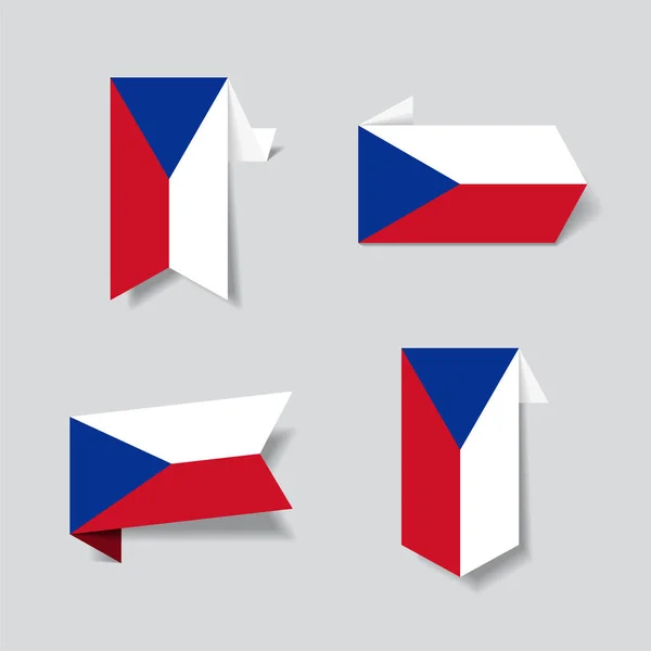 Tsjechische vlag stickers en labels. Vectorillustratie. — Stockvector