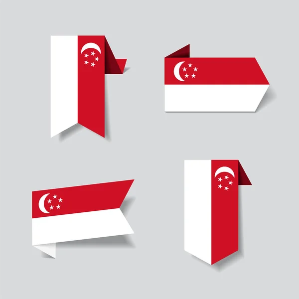 Pegatinas y etiquetas de bandera de Singapur. Ilustración vectorial . — Vector de stock