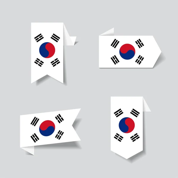 Bandeira sul-coreana adesivos e rótulos. Ilustração vetorial . —  Vetores de Stock