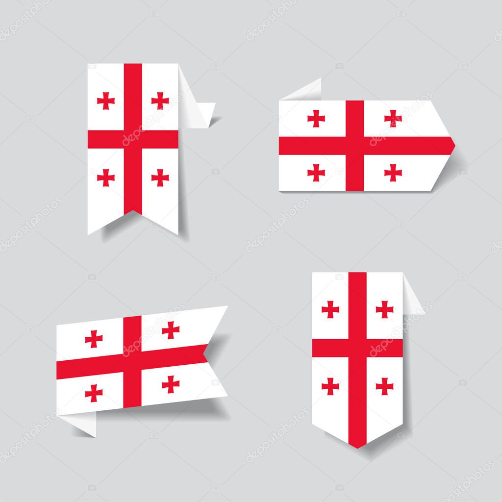 Georgian flag stickers and labels. Vector illustration.