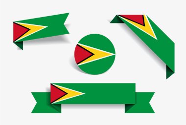 Guyanan bayrağı etiketleri ve Etiketler. Vektör çizim.