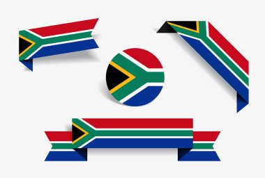 South African flag stickers and labels. Vector illustration. clipart