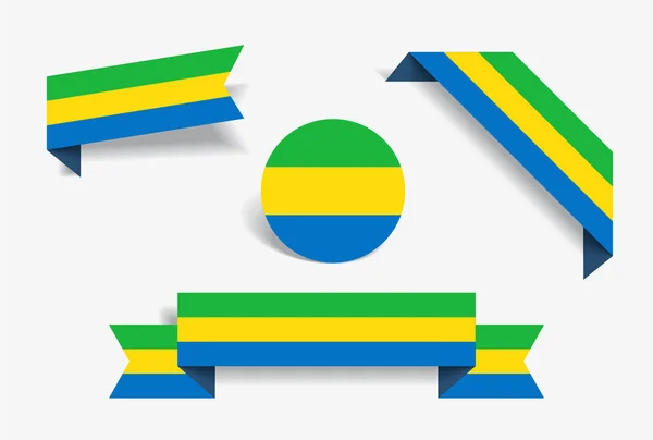 Gabon bandiera adesivi ed etichette. Illustrazione vettoriale . — Vettoriale Stock