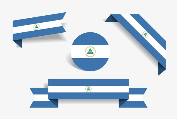 Bandeira nicaraguense adesivos e rótulos. Ilustração vetorial . — Vetor de Stock