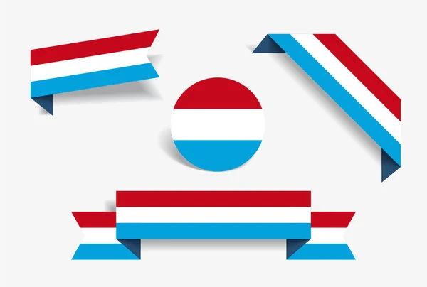 Pegatinas y etiquetas de bandera de Luxemburgo. Ilustración vectorial . — Vector de stock