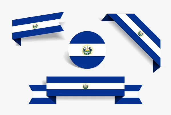 Pegatinas y etiquetas de bandera de El Salvador. Ilustración vectorial . — Vector de stock